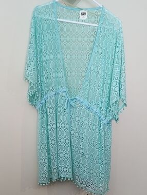 Wave Zone Aqua Lace Swimsuit Cover-up